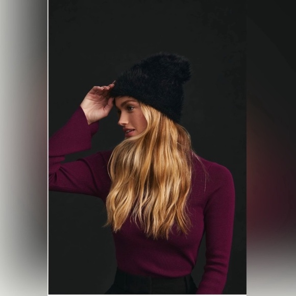 NWT Anthropologie Black Faux Fur Hat - One Size - Picture 2 of 8